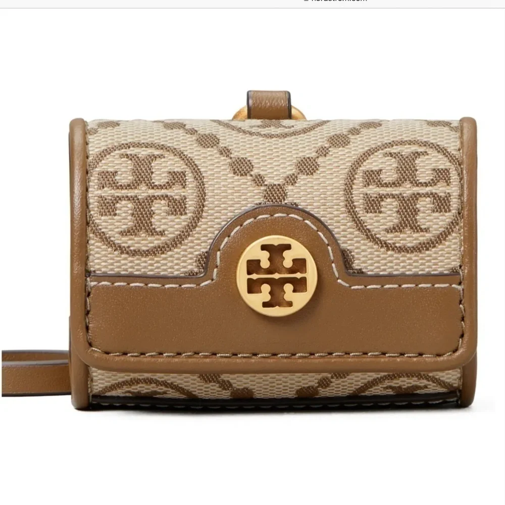NWT Tory Burch New Hazelnut T Monogram Jacquard Apple AirPods Case